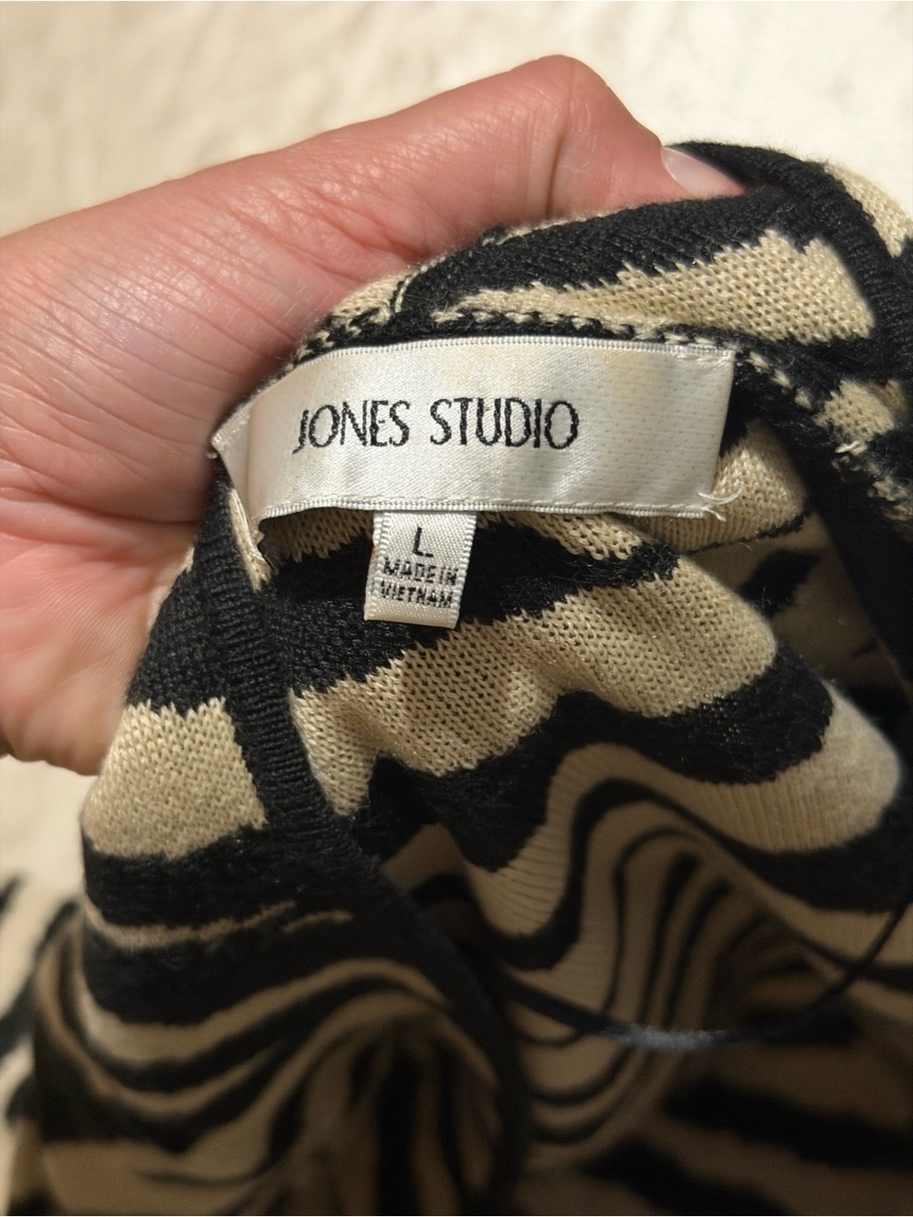 Jones Studio  Zebra Print Open Front Cardigan Draped Knit Sweater large - Picture 3 of 8